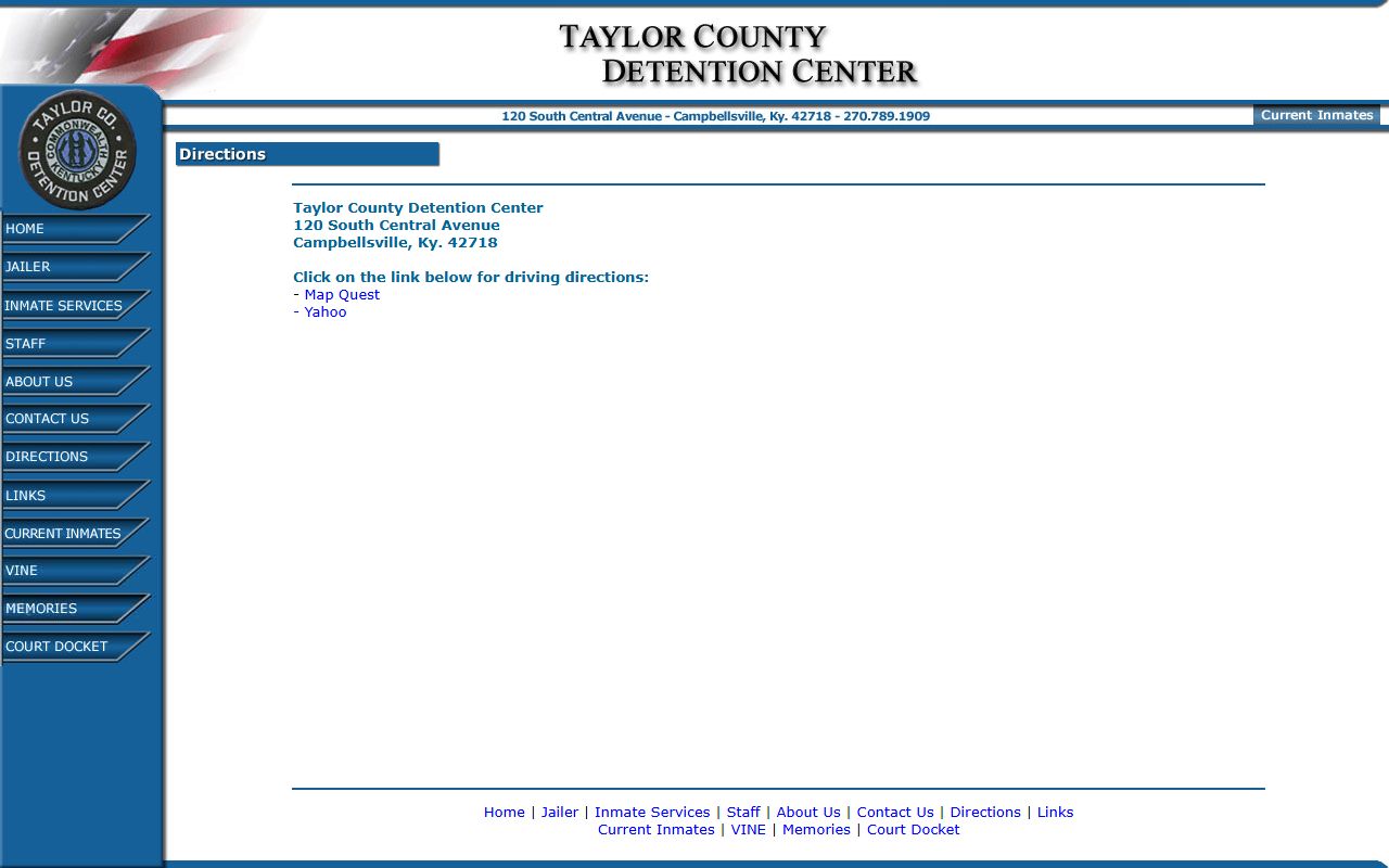 Taylor County Detention Center address and directions page