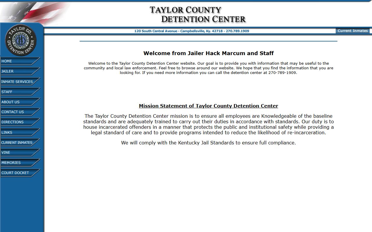 Taylor County Detention Center inmate lookup home page